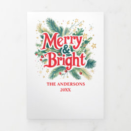 Vintages einfaches und helles Multi-Foto Dreifach Gefaltete Urlaubskarte