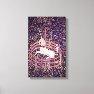 Vintages Einhorn in Gefangenenband mit überzogenem Leinwanddruck