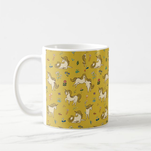 Vintages Einhorn in waldreichen Blume Kaffeetasse (Links)
