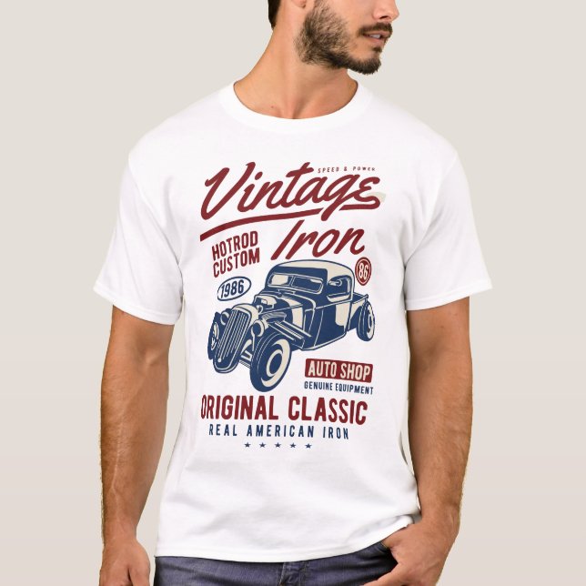 Vintages Eisen, Autos T-Shirt (Vorderseite)