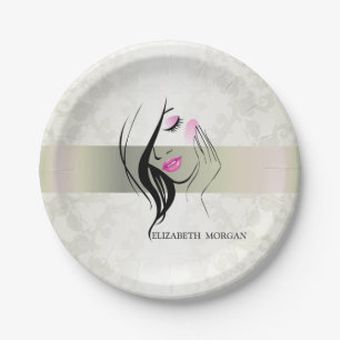 Vintages Elegant, Chic, Spitzen, Girl-Silhouette Pappteller