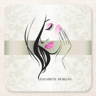 Vintages Elegant, Chic, Spitzen, Girl-Silhouette Rechteckiger Pappuntersetzer