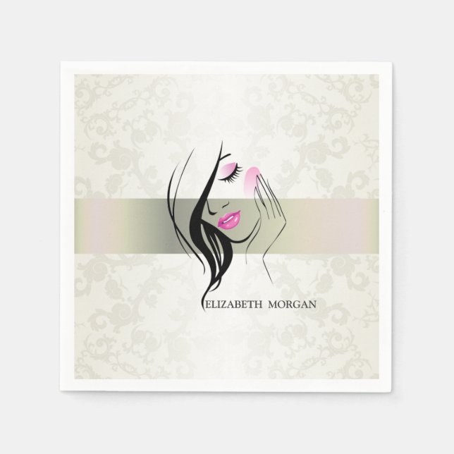 Vintages Elegant, Chic, Spitzen, Girl-Silhouette Serviette (Vorderseite)