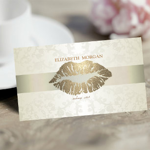 Vintages Elegant, Chic, Spitzen, Glitterie Lippen Visitenkarte