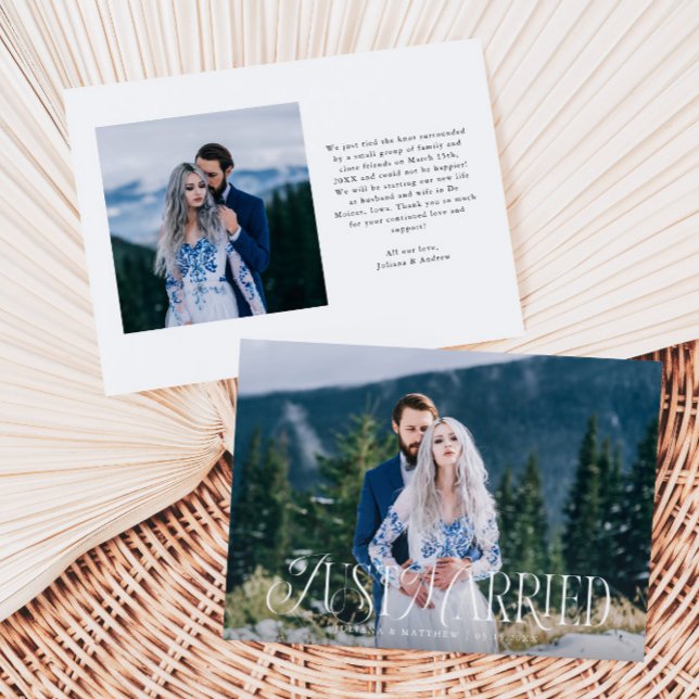 Vintages Elegant Just Married Wedding Foto Ankündigung (Von Creator hochgeladen)