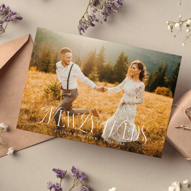 Vintages Elegant Newlyweds Wedding Foto Ankündigung (Von Creator hochgeladen)