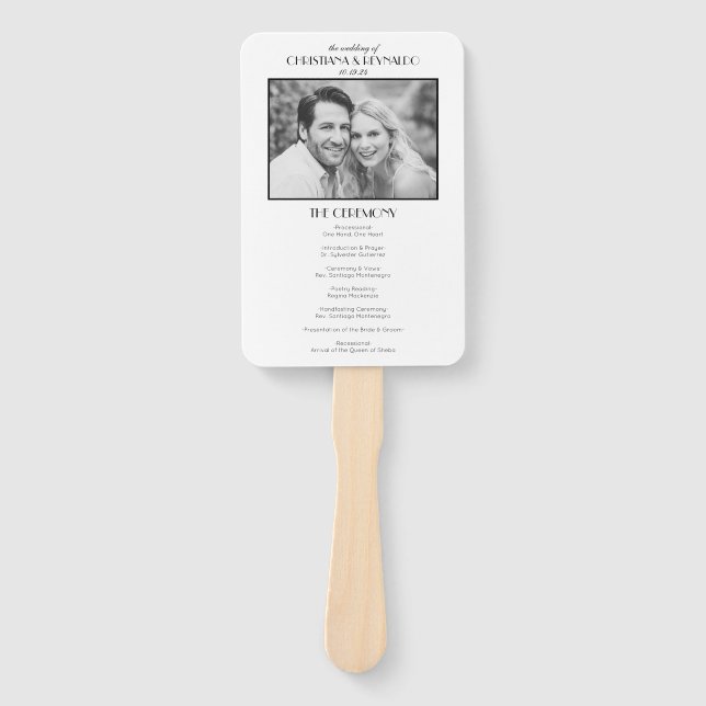 Vintages Elegant Roaring 20er Foto Hochzeitsprogra Fächer (Vorderseite)