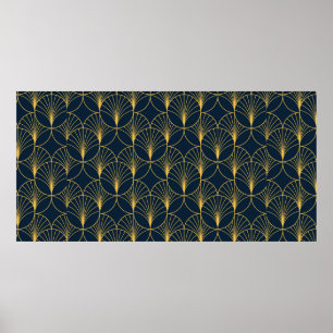 Vintages elegantes Art-Déco-Design - nahtloses Mu Poster