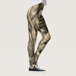 Vintages, elegantes, einfarbiges, beige Botanische Leggings
