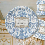 Vintages Elegantes Floral Blue und White Gold Brid Pappteller<br><div class="desc">Dieses Vintage Blau-Weiß-Brautparty ist ein wahres Paradies für ein elegantes und unvergessliches . Verzierte, dreidimensionale, barocke Rokoko goldene Rahmen wird über einem eleganten Vintagen französischen oder englischen Blumenmuster platziert. Das Originalwerk wurde von Audrey Jeanne Roberts, einem international anerkannten Künstler, sorgfältig restauriert und grafisch gestaltet. Erstellt aus dem Zierrahmen eines Schwarz-Weiß-Druckers,...</div>