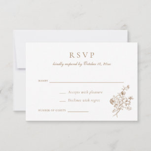 Vintages elegantes, florales Script-Gold-Hochzeit- Einladung