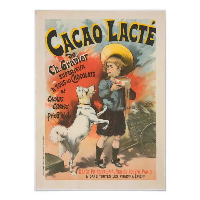Vintages elegantes französisches Cacao Lacté Foto  (Vorne)