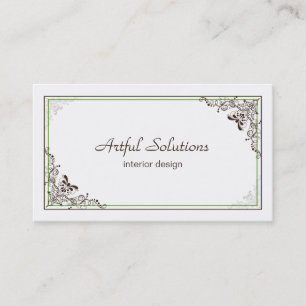 Vintages elegantes grünes Brown verzeichnet Visitenkarte