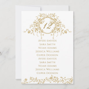 Vintages elegantes Hochzeitsdiagramm der Goldflora