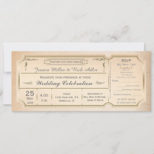 Vintages elegantes Hochzeitsticket Einladung mit U