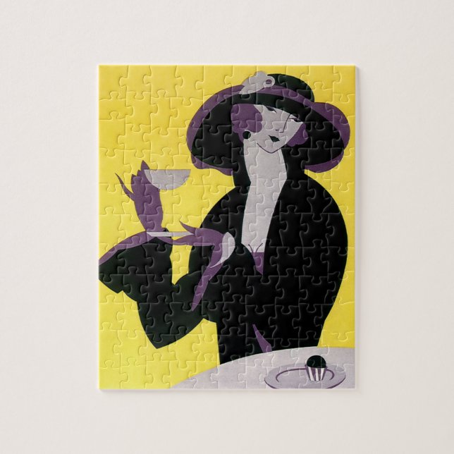 Vintages elegantes Party "Drinking Afternoon Tea" Puzzle (Vertikal)