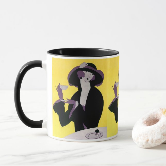 Vintages elegantes Party "Drinking Afternoon Tea" Tasse (Mit Donut)