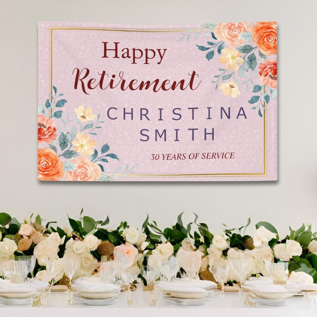 Vintages elegantes Party für Aquarellbilder Banner (Vintage Elegant Floral Watercolor Retirement Party Banner)