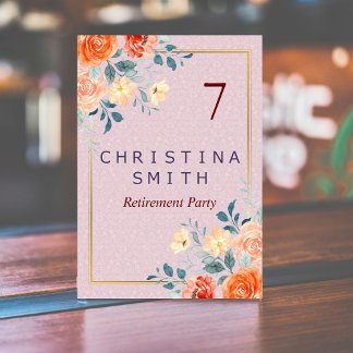 Vintages elegantes Party für Aquarellbilder Tischnummer