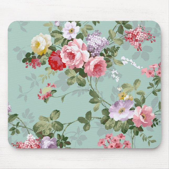 Vintages elegantes rosa Rote Rosen Muster Mousepad (Vorne)