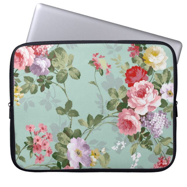 Vintages elegantes rosa Rote Rosen Muster Notebook Laptopschutzhülle (Vorderseite)