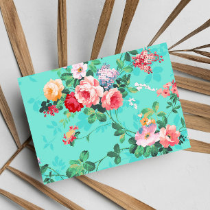 Vintages elegantes rosarotes gelbes Rosen-Muster Postkarte