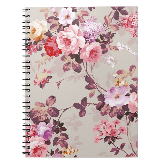 Vintages elegantes rosarotes lila Rosen-Muster Notizblock (Vorderseite)