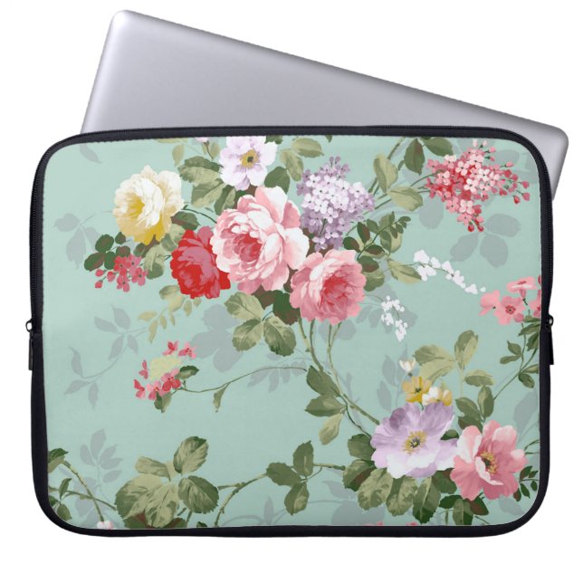 Vintages elegantes rosarotes Rosen-Muster Laptopschutzhülle (Vorderseite)