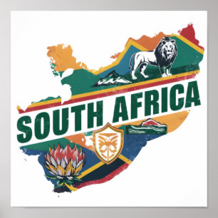 Vintages Elegantes Südafrika Reisen Souvenir Poster