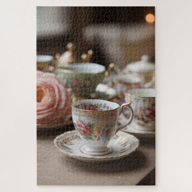 Vintages Elegantes Teacup Puzzle (Vertikal)