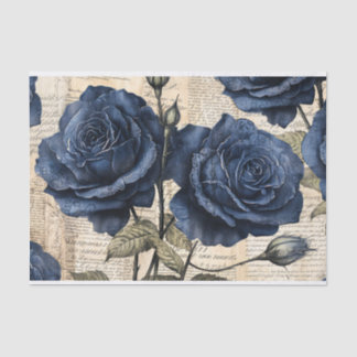 Vintages, elegantes Tissue-Papier mit blauer Rose Seidenpapier