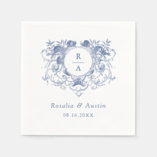 Vintages elegantes Wappen mit Blumenblättern Hochz Serviette