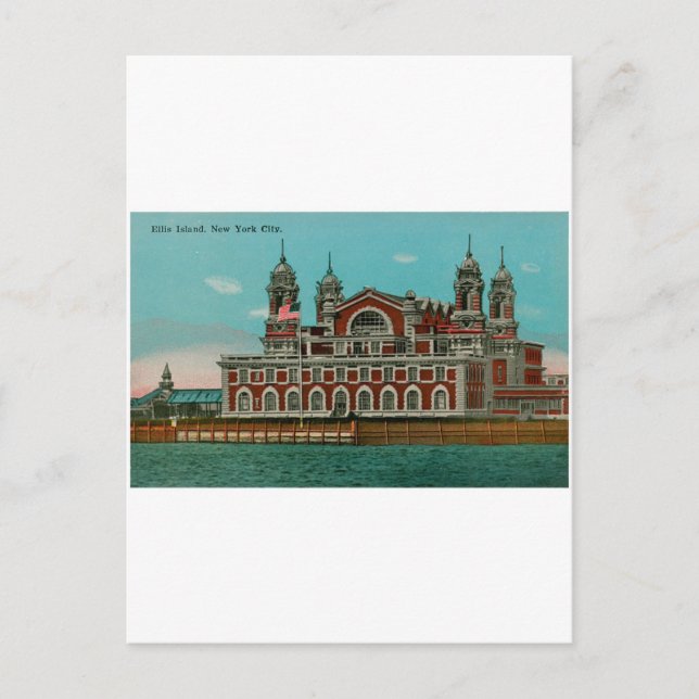 Vintages Ellis Island, New York City Postkarte (Vorderseite)