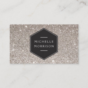Vintages Emblem auf der Silver Glitzer Business Ca Visitenkarte