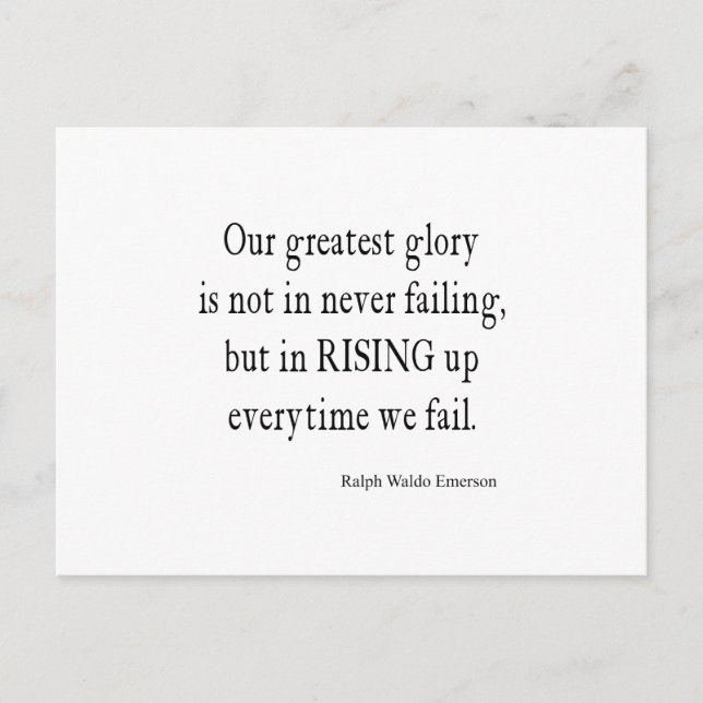 Vintages Emerson Overcoming Failure Zitat Postkarte (Vorderseite)