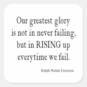 Vintages Emerson Overcoming Failure Zitat Quadratischer Aufkleber