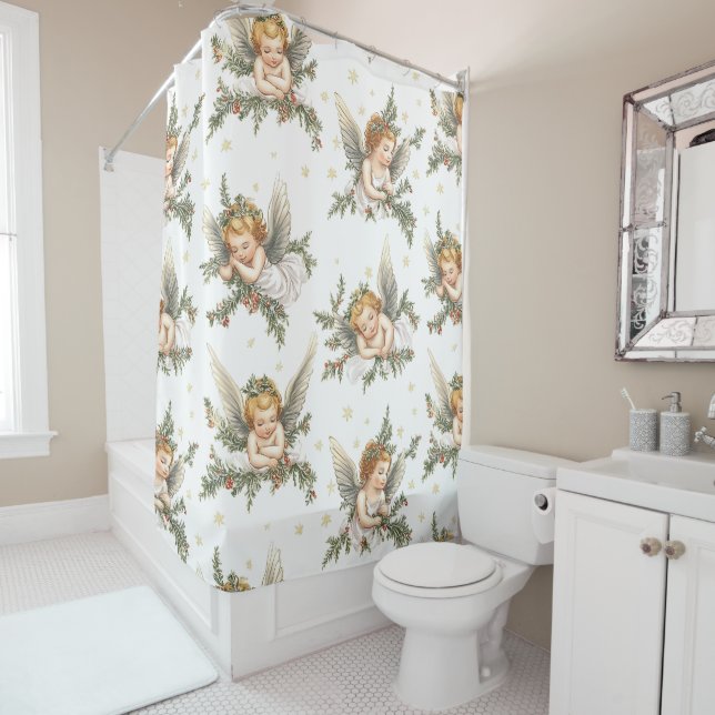 Vintages Engelmuster Duschvorhang (Beispiel)