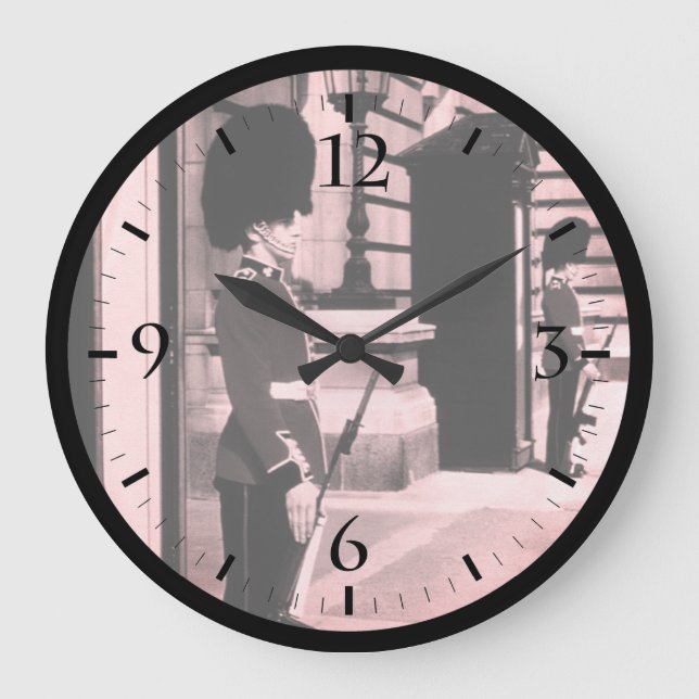 Vintages England - London bei Buckingham Large Große Wanduhr (Vorderseite)