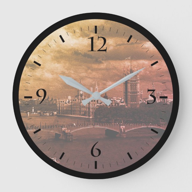 Vintages England London Die Themse Große Wanduhr (Vorderseite)