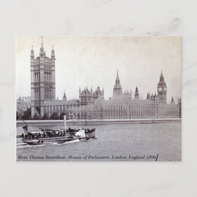Vintages England, Themse London Steamboat Postkarte (Vorderseite)