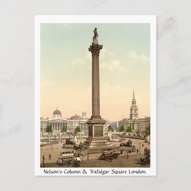 Vintages England, Trafalgar Square London Postkarte (Vorderseite)