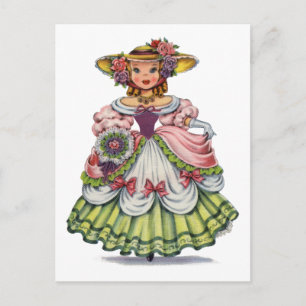 Vintages englisches Mädchen in Elizabethan Postkarte