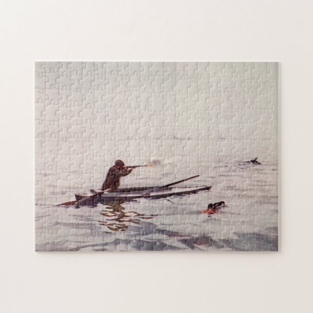 Vintages Enten-Jäger-Seekajak-Gewehr-Puzzle Puzzle (Horizontal)