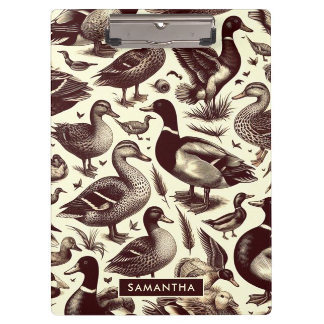 Vintages Enten- und Gänsemuster Klemmbrett (Vorderseite)