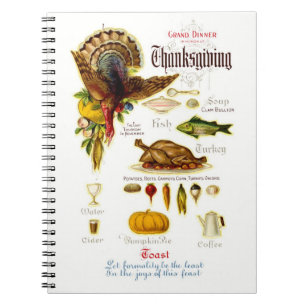 Vintages Entwurfs-Erntedank-Rezept-Buch Notizblock
