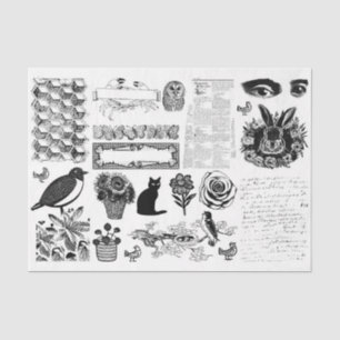 Vintages Ephemera-Dekoupage- oder Collage-Papier Seidenpapier