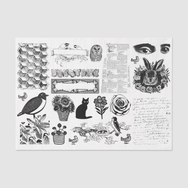 Vintages Ephemera-Dekoupage- oder Collage-Papier Seidenpapier (Vorderseite)