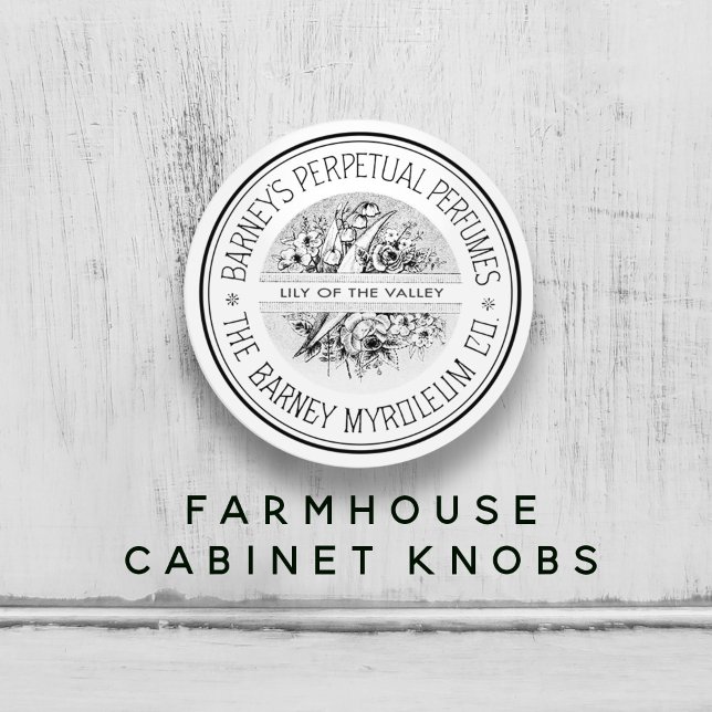 Vintages Ephemera Parfüm Keramikknauf (Black and White Vintage Ephemera Perfume Ceramic Knob)