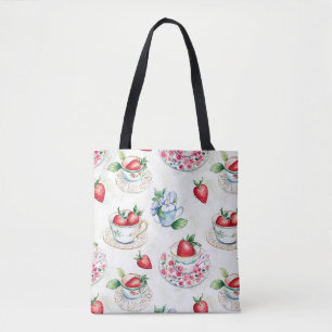 Vintages Erdbeermuster Teacup Blumenmuster