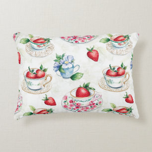 Vintages Erdbeermuster Teacup Blumenmuster Dekokissen